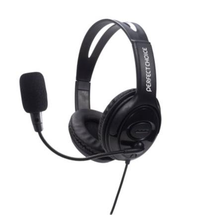 Diadema con micrófono PC-111009 PERFECT CHOICE, altura ajustable y orejeras acolchadas