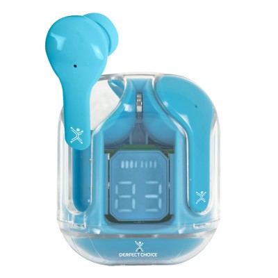 AUDÍFONOS TWS TRANSPARENTES CLEARBEAT AZUL PC-117032