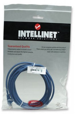 Cable de parcheo INTELLINET, 3 m, RJ-45, RJ-45, Macho/Macho, Azul CAT.6