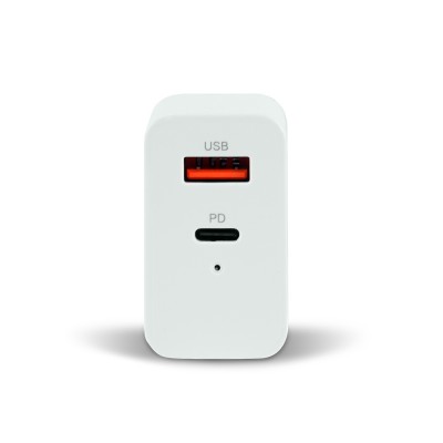 Cargador para pared. Vorago AU-350-WH blanco. quick charge/ cargador de pared / blanco. quick charce 3.0A PD 20w USB A y tipo C blanco