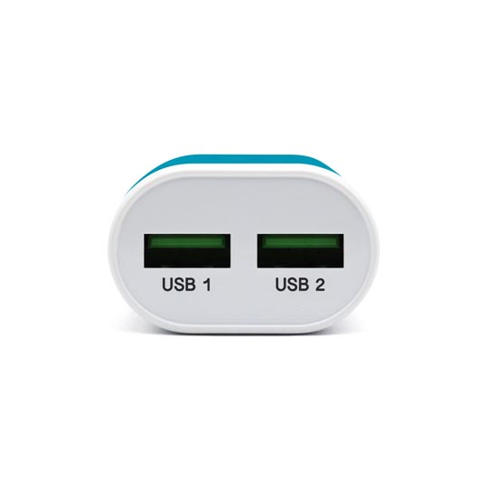 Cargador de pared Brobotix 161264A CON 2ptos.Azul con bco.